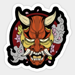 Red Oni Mask Sticker